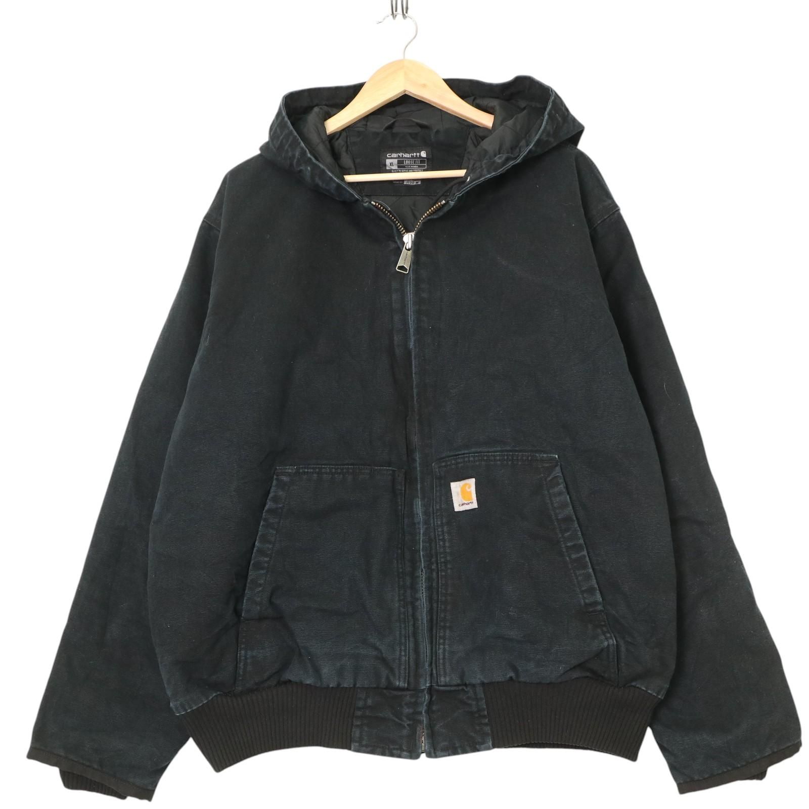 Carhartt カーハート アクティブジャケット ワーク 企業ロゴ ネイビー (メンズ XL)  古着 A3742