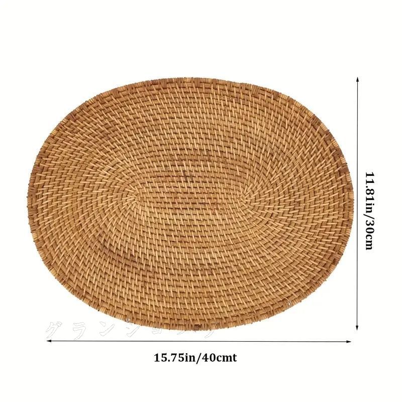 木製プレイスマット ラタン編みテーブルマット 断熱トレイパッド ティーマット 断熱マット プレイスマット セット キッチン用品 キッチン テーブルマット その他 テーブル用品