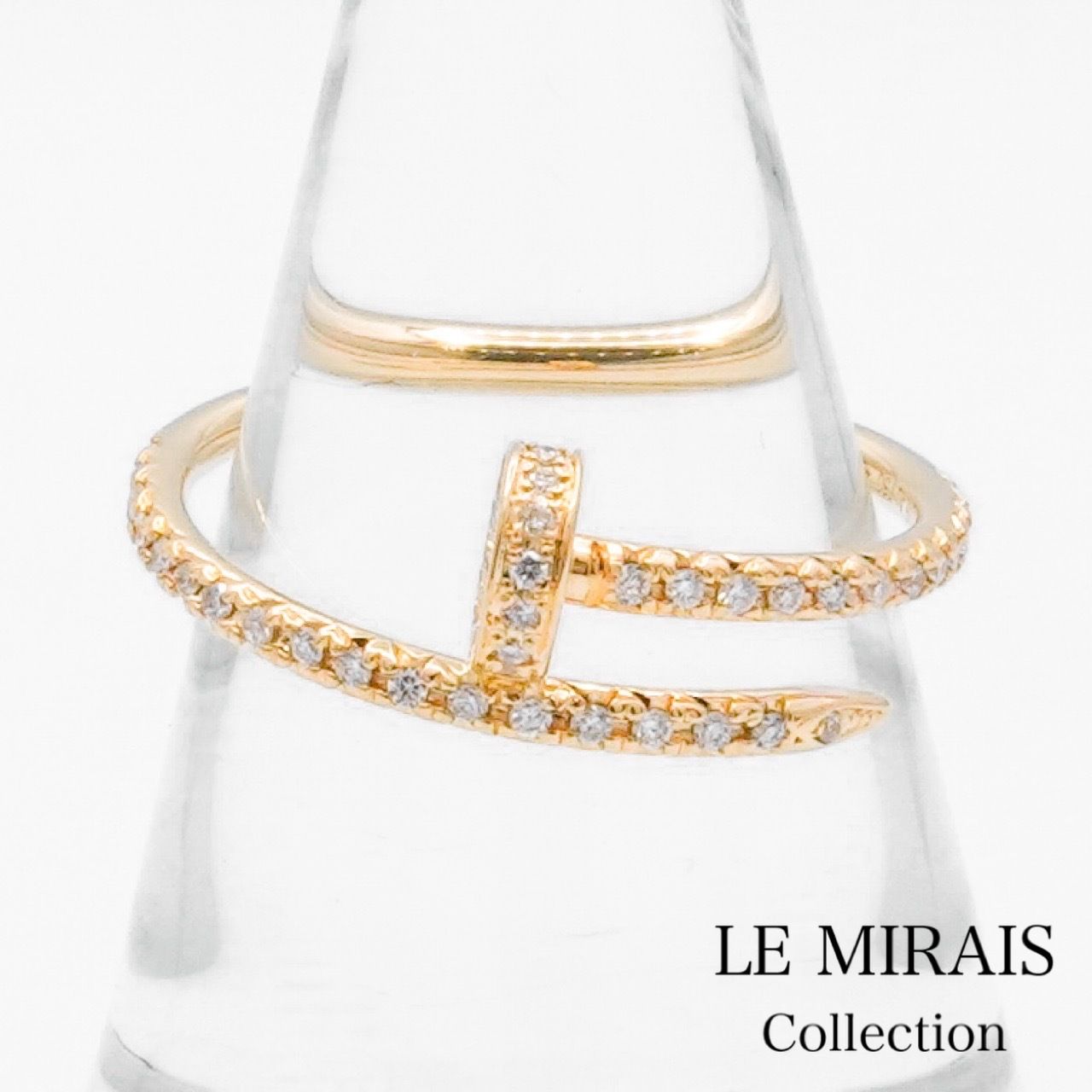 保証書付】カルティエ ジュストアンクル リング 18号 SM YG ダイヤ 18  