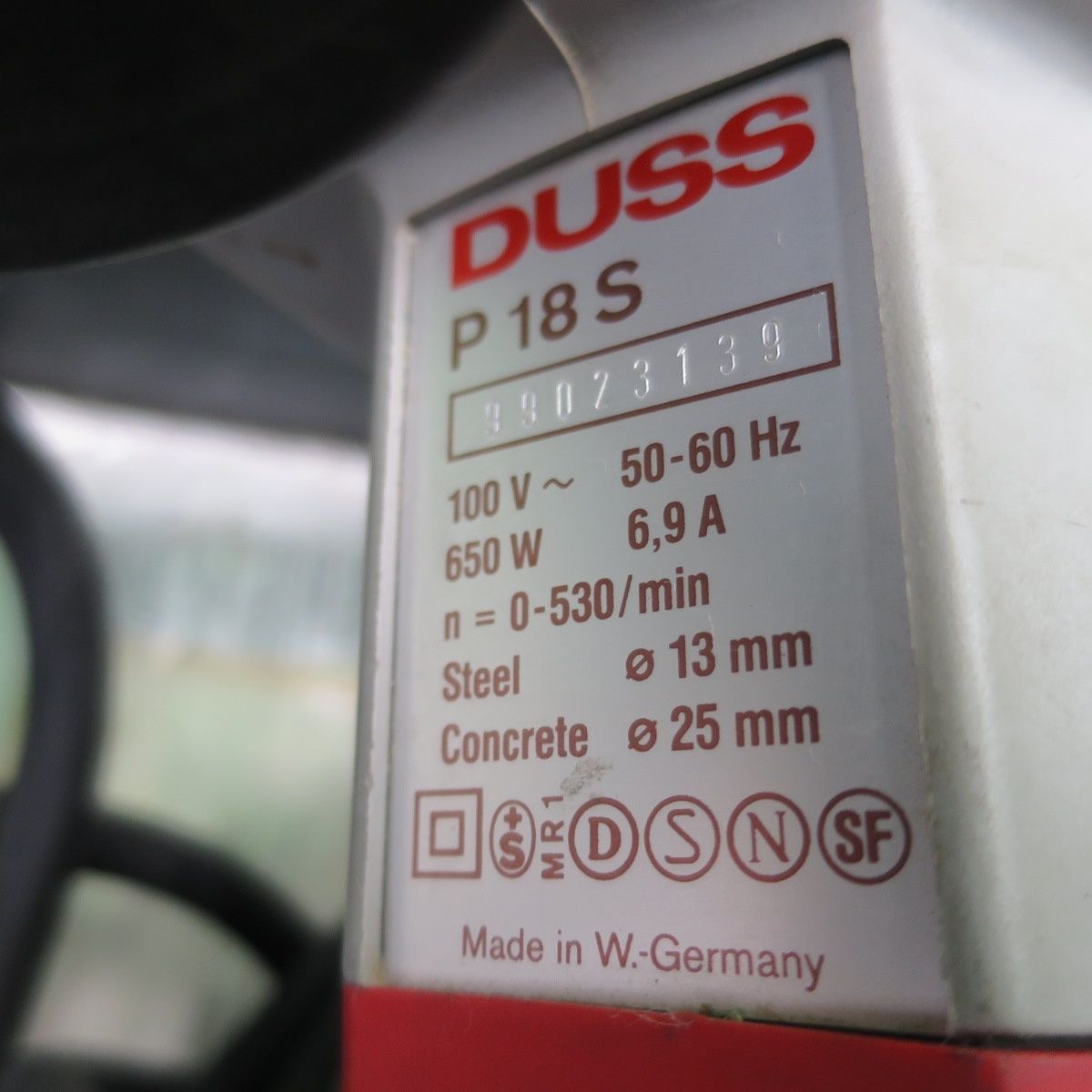 [送料無料] ☆DUSS Bohrhammer ハンマードリル P18S ドイツ製 100V ハンドル 取説書等付属品付き DIY 大工 道具 電動  工具☆