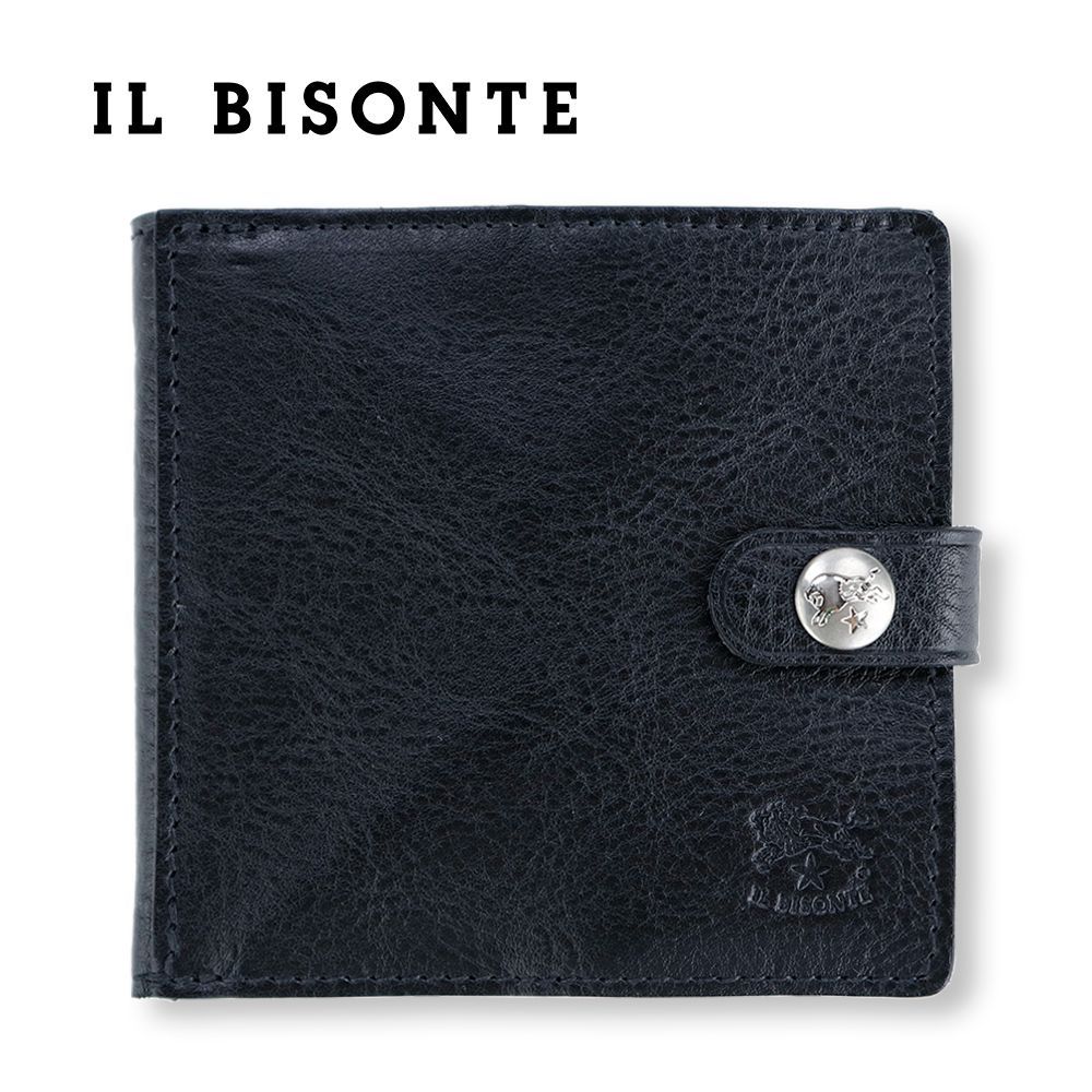 イルビゾンテ 財布 二つ折り IL BISONTE 54_1_412228 | SBW015 PV0005 BK110N BLACK ブラック ネロ 小銭入れ付き 札入れ カード コンパクト ミニ財布