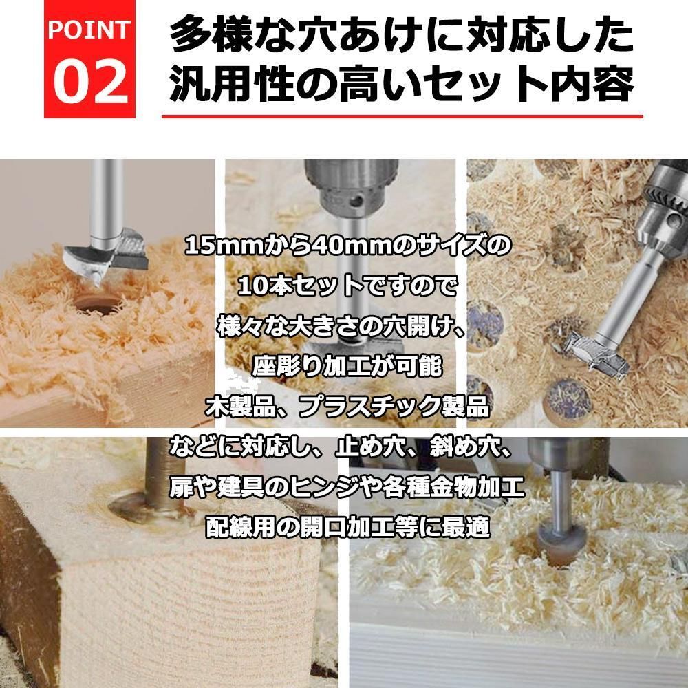 ボアビット 10本セット 木工ドリル 穴あけ ドリル ホールソー 座ぐり DIY - メルカリ