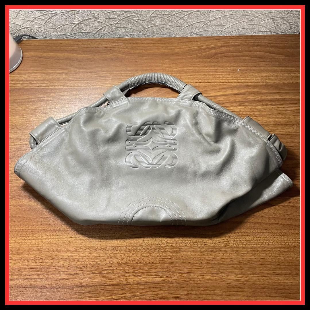 LOEWE ロエベ ナッパアイレ ハンドバッグ シルバー ナッパレザー 美品】LOEWE ナッパアイレ ハンドバッグ 羊革 シルバーグレー