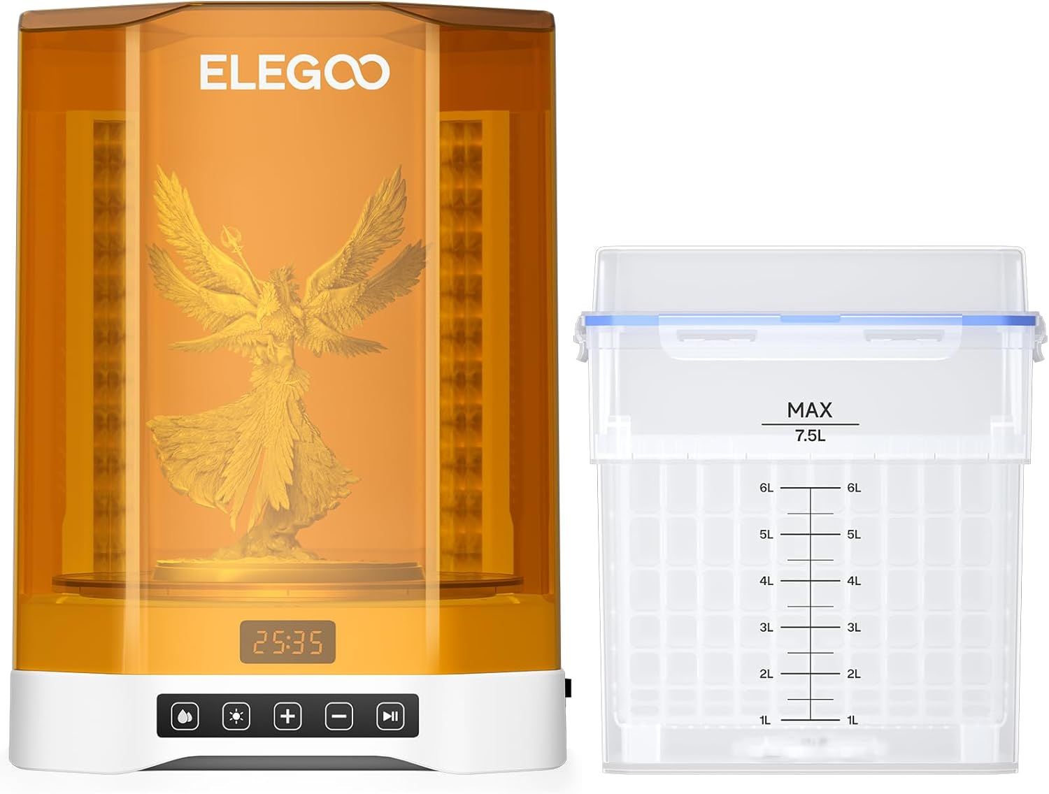 ELEGOO Mercury Plus V3.0 洗浄硬化ステーション 7.5L大容量 Mars Saturn MSLA LCD/DLP/SLA 3Dプリント用 造形物用 レジン UV硬化ボックス
