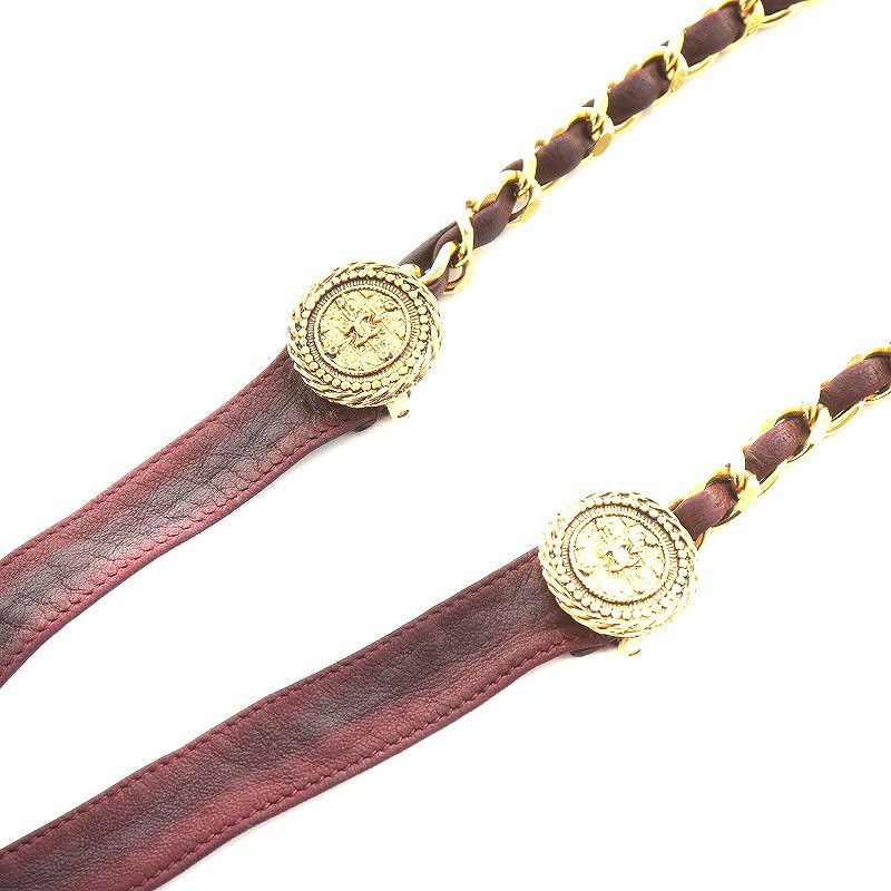 シャネル CHANEL ココマーク チェーンベルト レザー 80/32