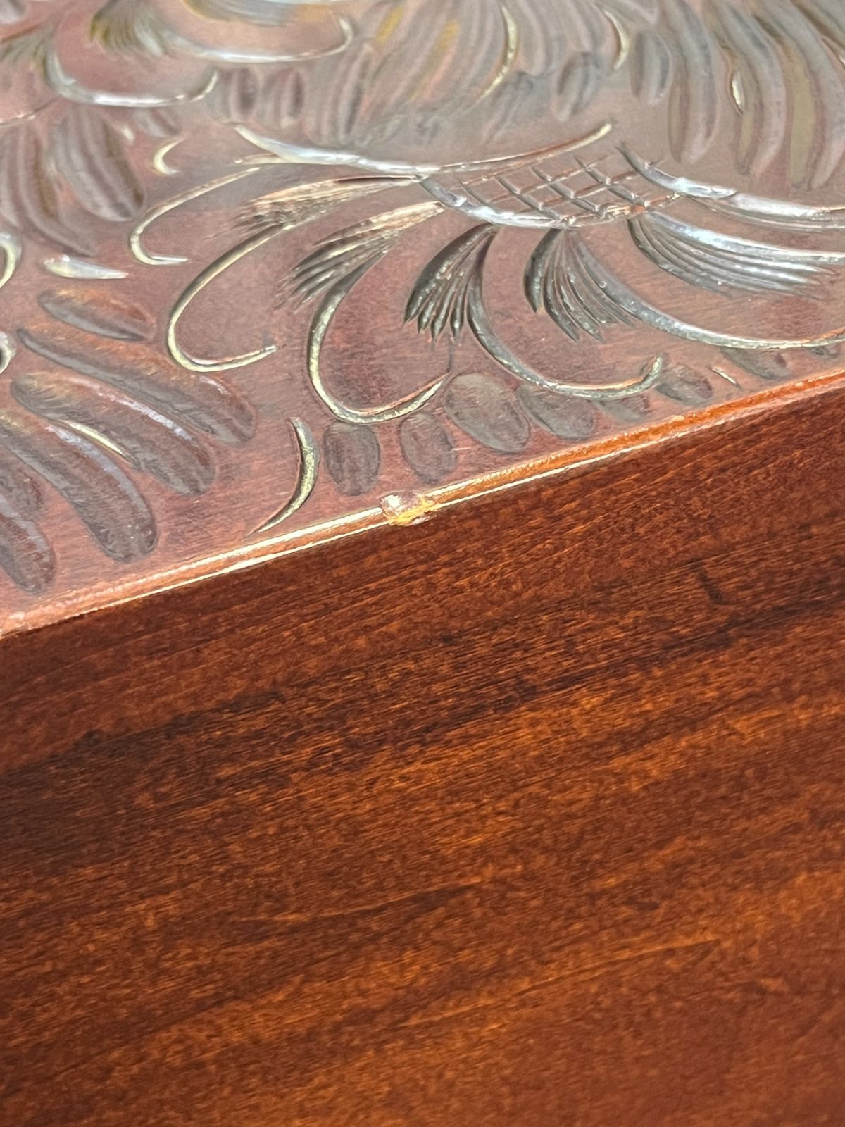 アンティーク】軽井沢彫り/日光彫り 3段チェスト