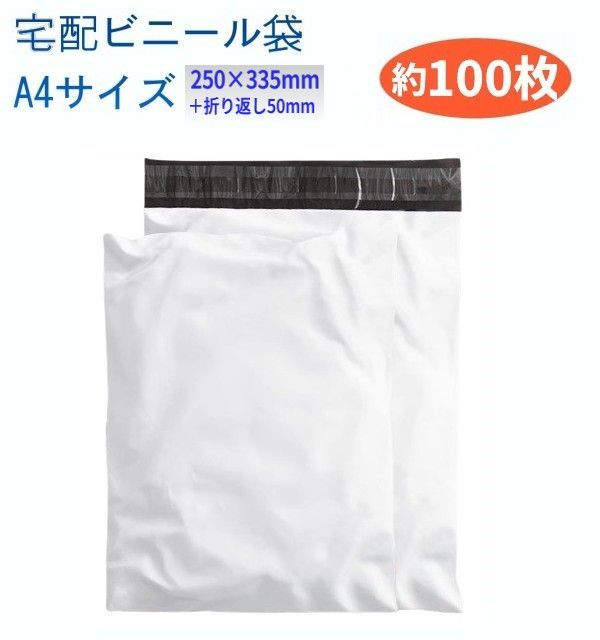 宅配ビニール袋 A4サイズ 約100枚 250×335mm 透けない 梱包袋