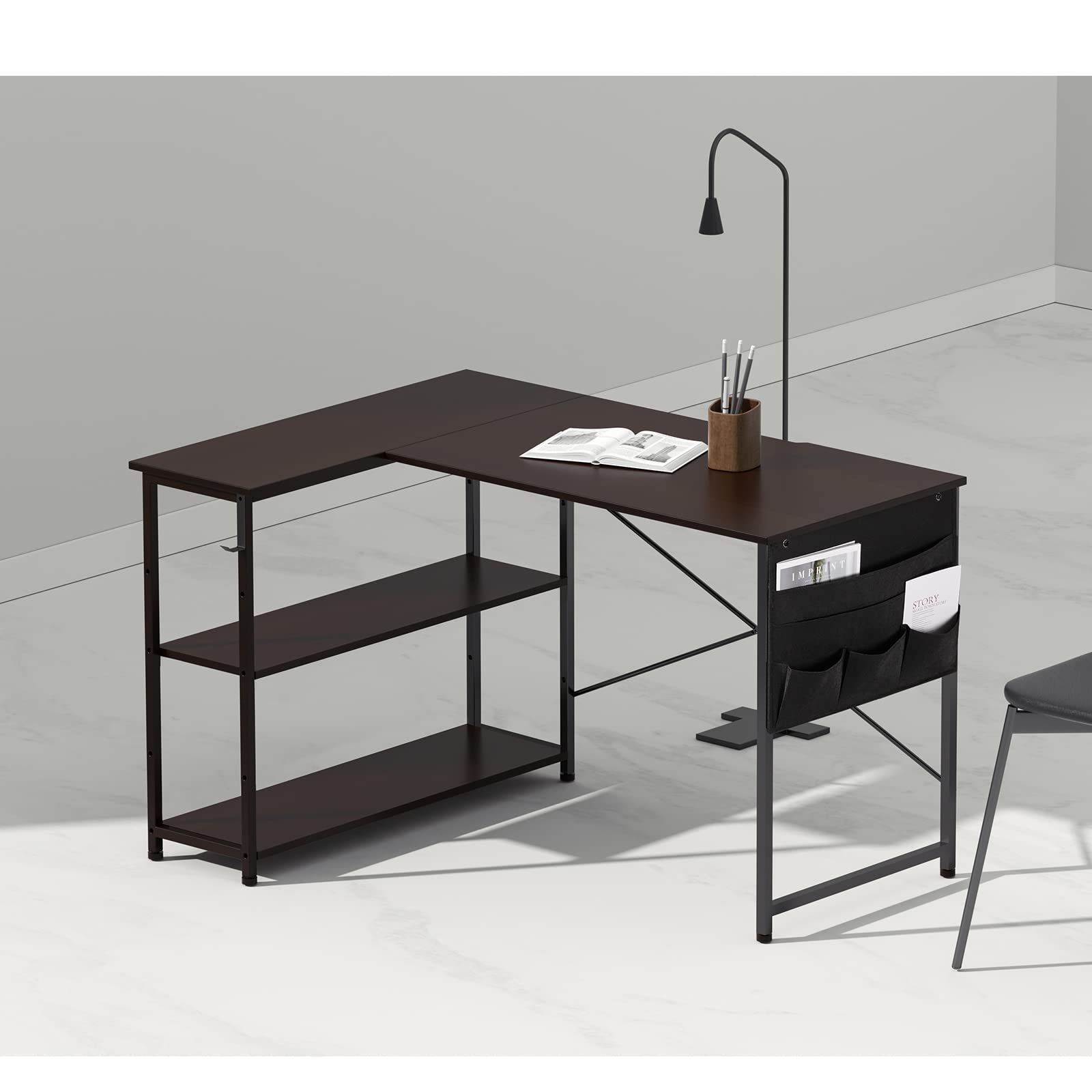 YeTom デスク l字デスク 机 pcデスク右棚左棚 幅107cm 勉強机 子 作業