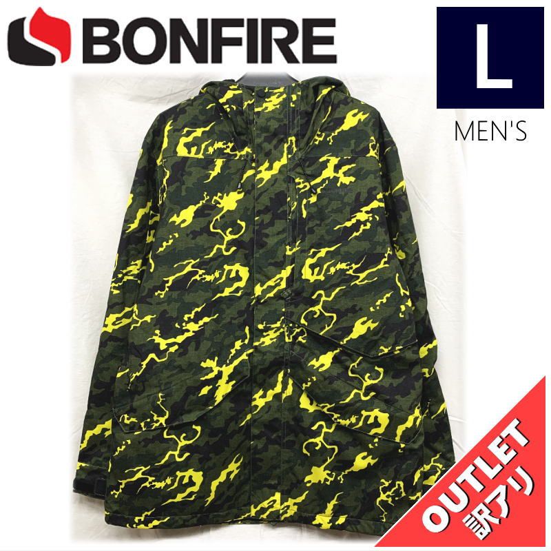 OUTLET】 BONFIRE VECTOR SHELL JKT カラー:CAMO YELLOW Lサイズ メンズ スノーボード スキー ジャケット  JACKET アウトレット - ウェア(男性用)