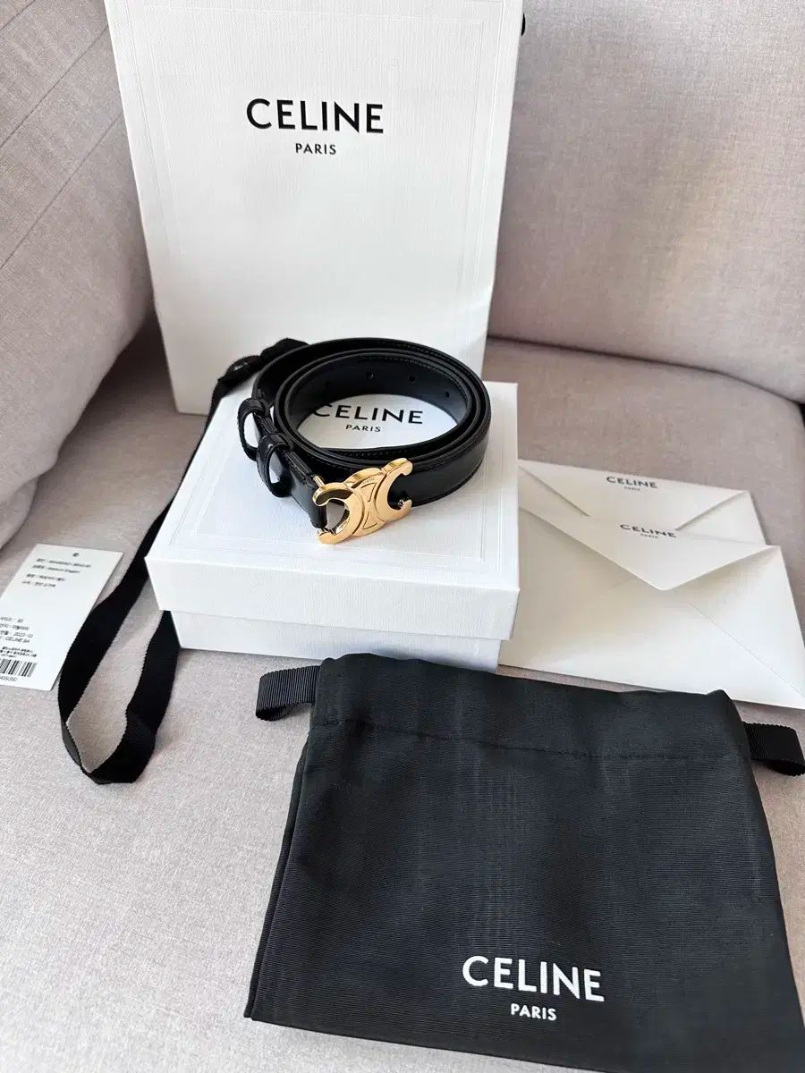CELINE トリオンフ ベルト ブラック サイズ85 セリーヌ トリオンフ ベルト 85 レザー ブラック ZZ017654｜中古