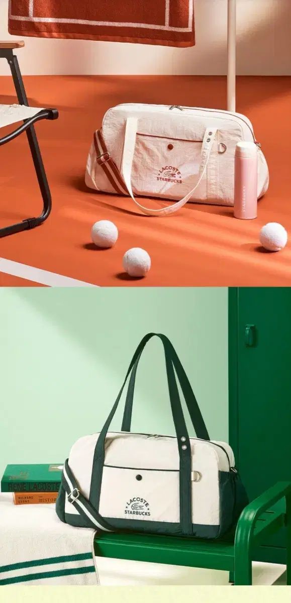 ★新品未使用◆韓国スターバックス×ラコステ◆コラボバッグ◆アイボリー 韓国スタバ/ラコステ LACOSTE コラボ バッグ 未使用品 韓国スタバ