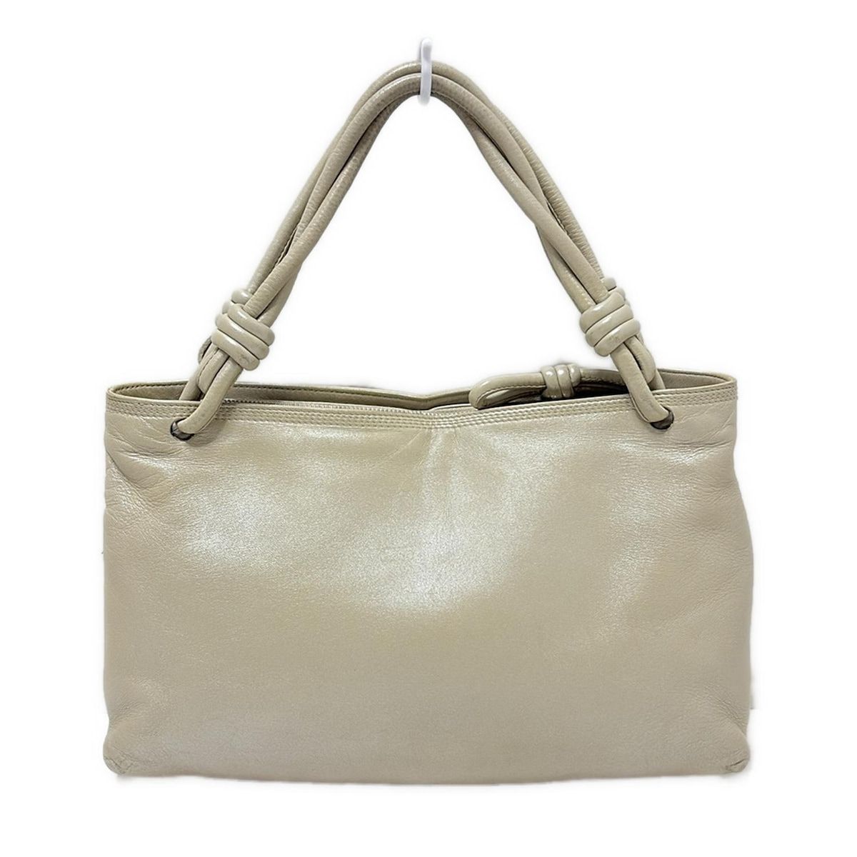 ロエベ　LOEWE ベージュ レザー ハンドバッグ LOEWE(ロエベ) ハンドバッグ - ベージュ レザー - メルカリ
