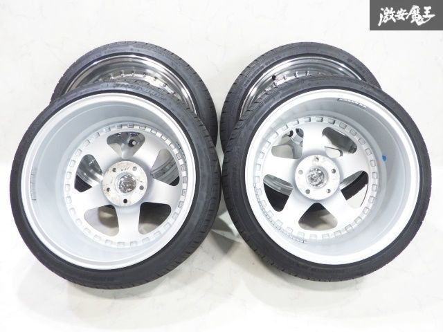 ○社外 18インチ 9J ＋30 5H/5穴 PCD114.3 ポリッシュ/深リム