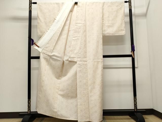 平和屋着物▽上質な紬 単衣 麻の葉文様 正絹 逸品 CAAV3782dy （平和屋  