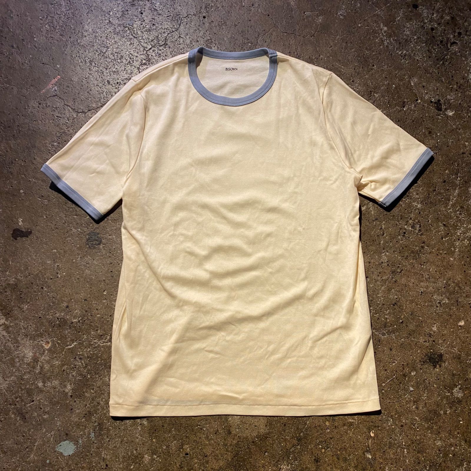 BISOWN 25ss トリムTシャツ TRIM TEE WHITE×BLUE ビソウン リンガーT
