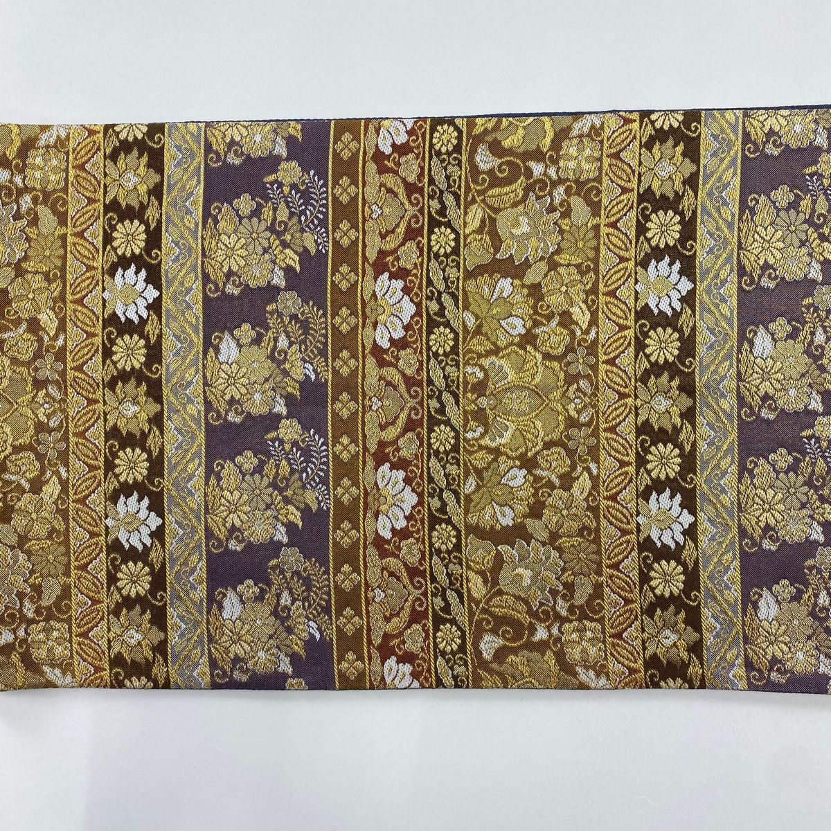袋帯 美品 秀品 花唐草 段縞 箔 金色 六通 正絹 【中古】 - メルカリ