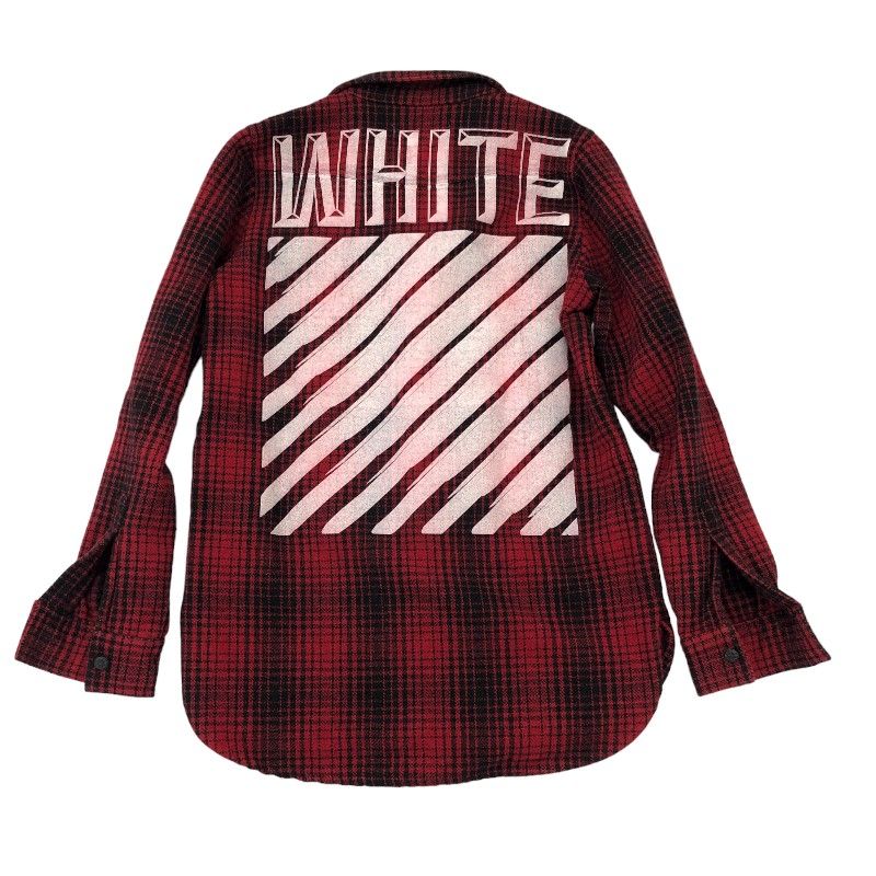 ネット限定】オフホワイト OFF-WHITE チェックシャツ XSサイズ レッド ...