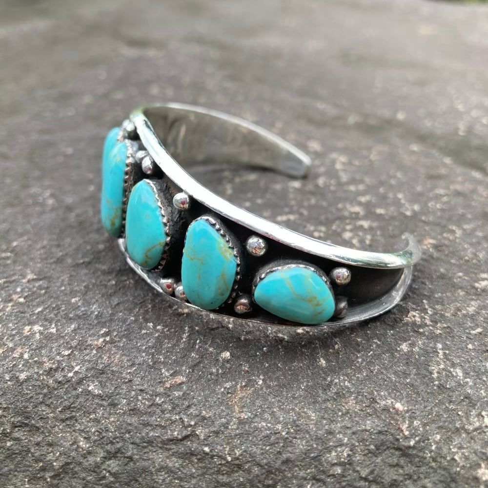 ターコイズシルバーバングル・インディアンジュエリー・STERLING