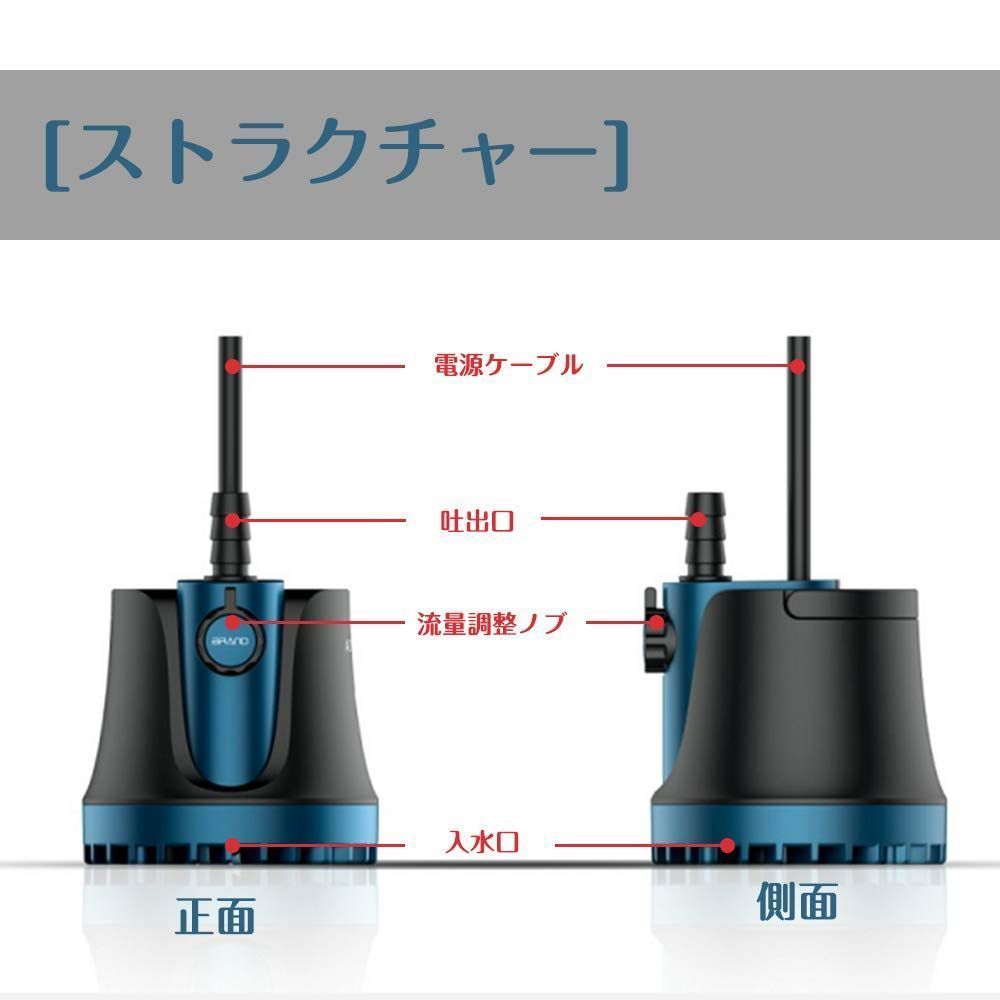 数量限定】60W 静音設計 水族館給水・排水ポンプ 水耕栽培ウォーター