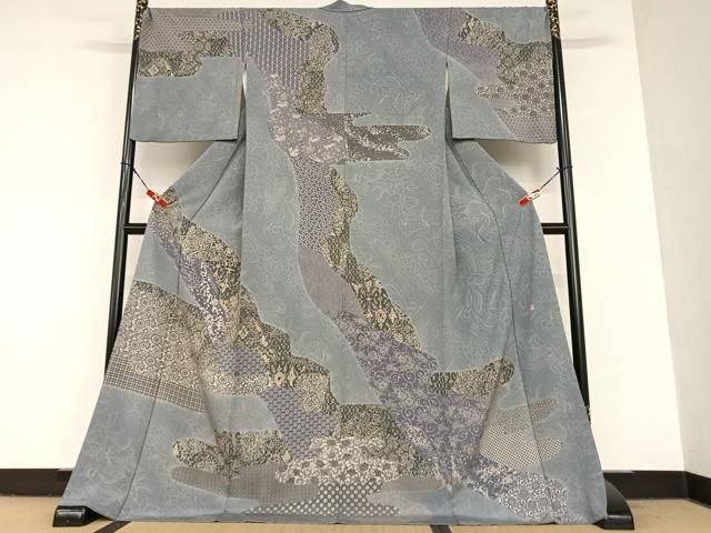 平和屋着物●小林文次郎　訪問着　菊唐草文　ロング丈　正絹　逸品　AAAU8208zg 平和屋着物○小林文次郎 訪問着 菊唐草文 ロング丈 正絹 逸品