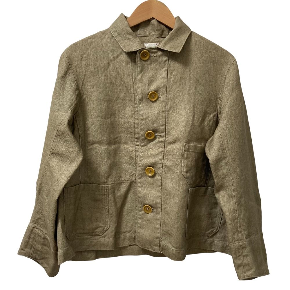 45R フォーティファイブアール リネンヘリンボーンの908オーシャンオール ジャケット 80210051 サイズ1 カーキ レディース 古着