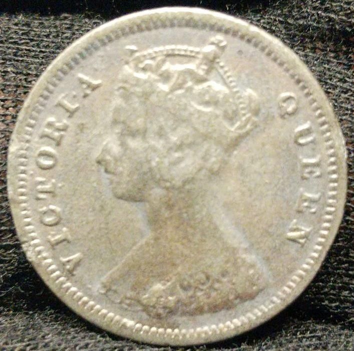 1888年 香港 ヴィクトリア女王 10セント 銀貨 希少古銭 香港一亳 銀貨 直径17.7mm ヴィクトリア 10セント1888年