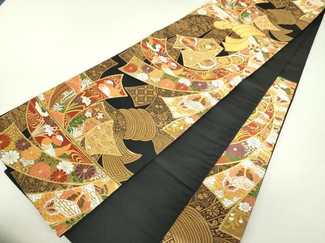 平和屋着物○西陣 河合美術織物謹製 六通柄袋帯 唐織 束ね熨斗舞蝶花鳥