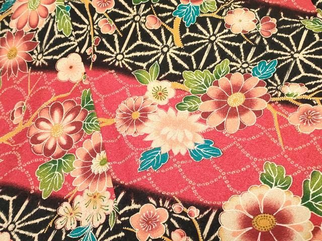 平和屋着物○小振袖 二尺袖 麻の葉草花文 洗える着物 DAAX1544op