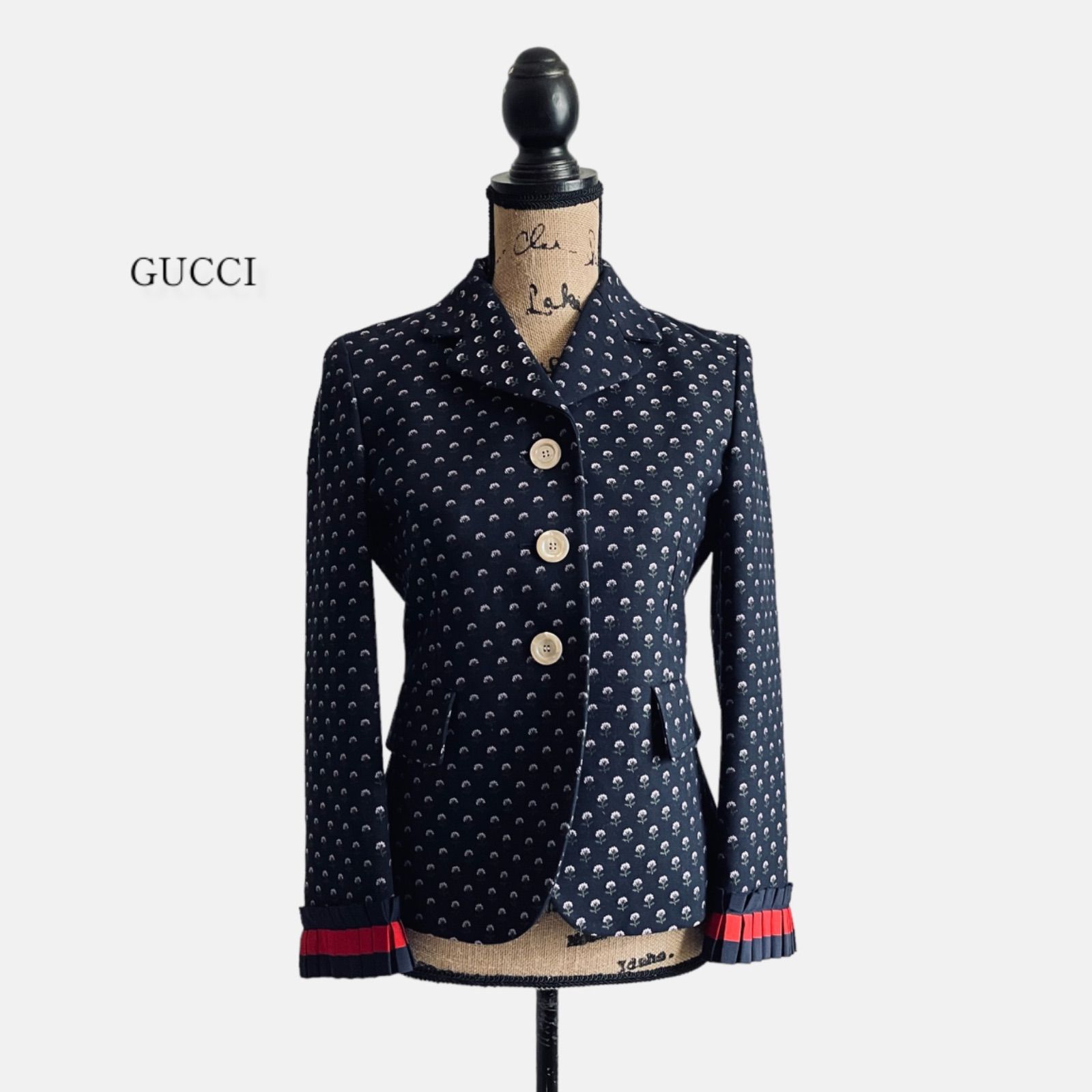 GUCCI グッチ ジャケット ネイビー 花柄 レディース