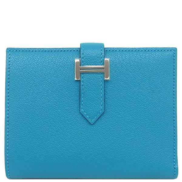 HERMES ベアン コンパクト シェーブル ブルーアトール 財布 A刻印