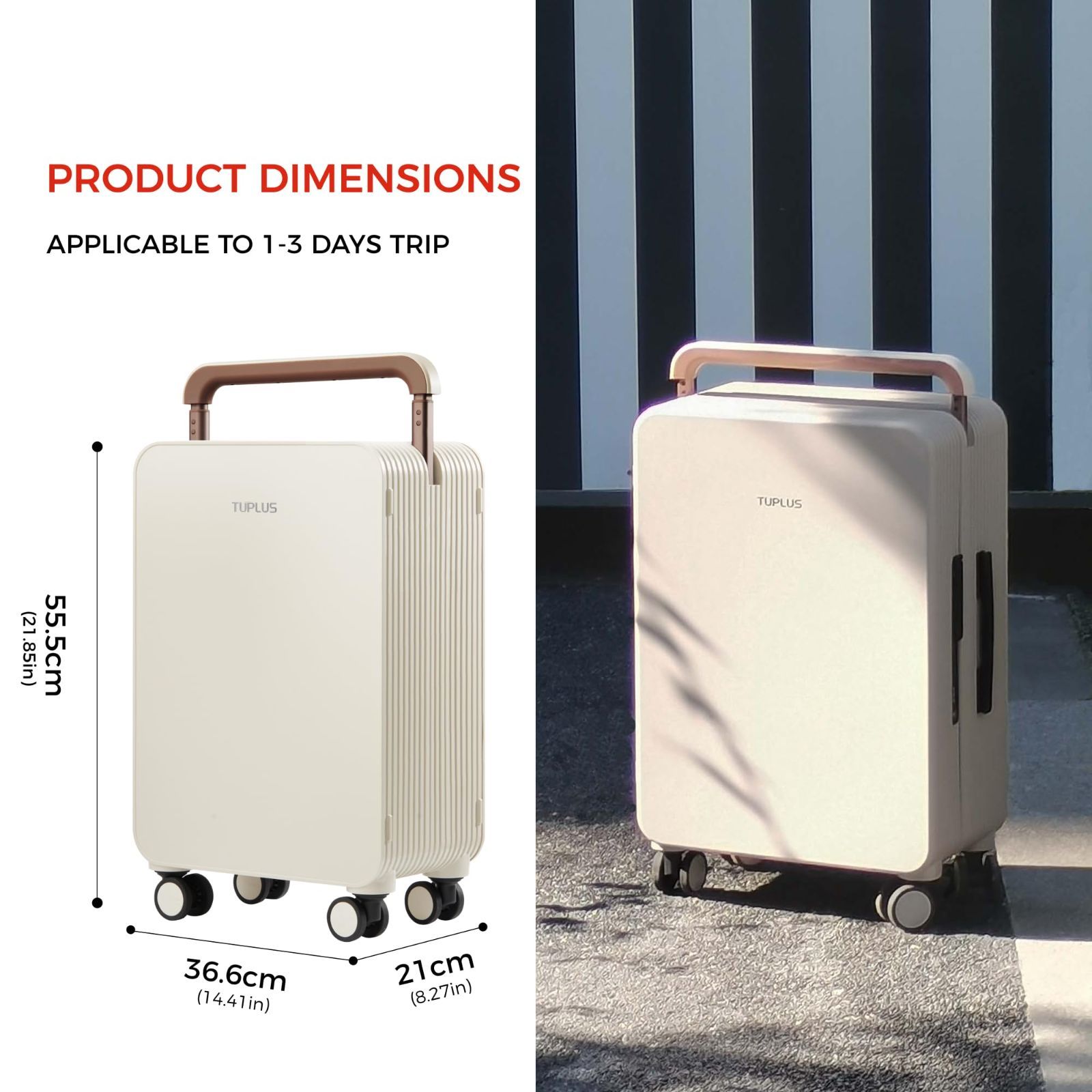 TUPLUS スーツケース ABS キャリーケース 33L Sサイズ カバー付き 色