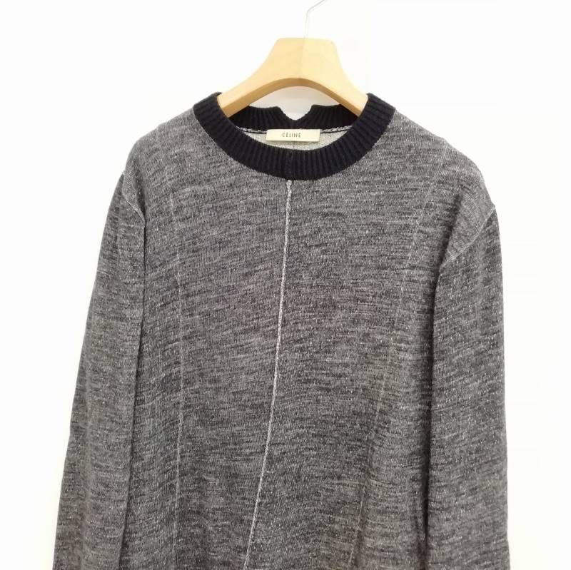 セリーヌ CELINE フィービー期 再構築 ウール混紡 スウェット プルオーバー セーター S ネイビー レディース セリーヌ CELINE フィービー期 再構築 ウール混紡 スウェット