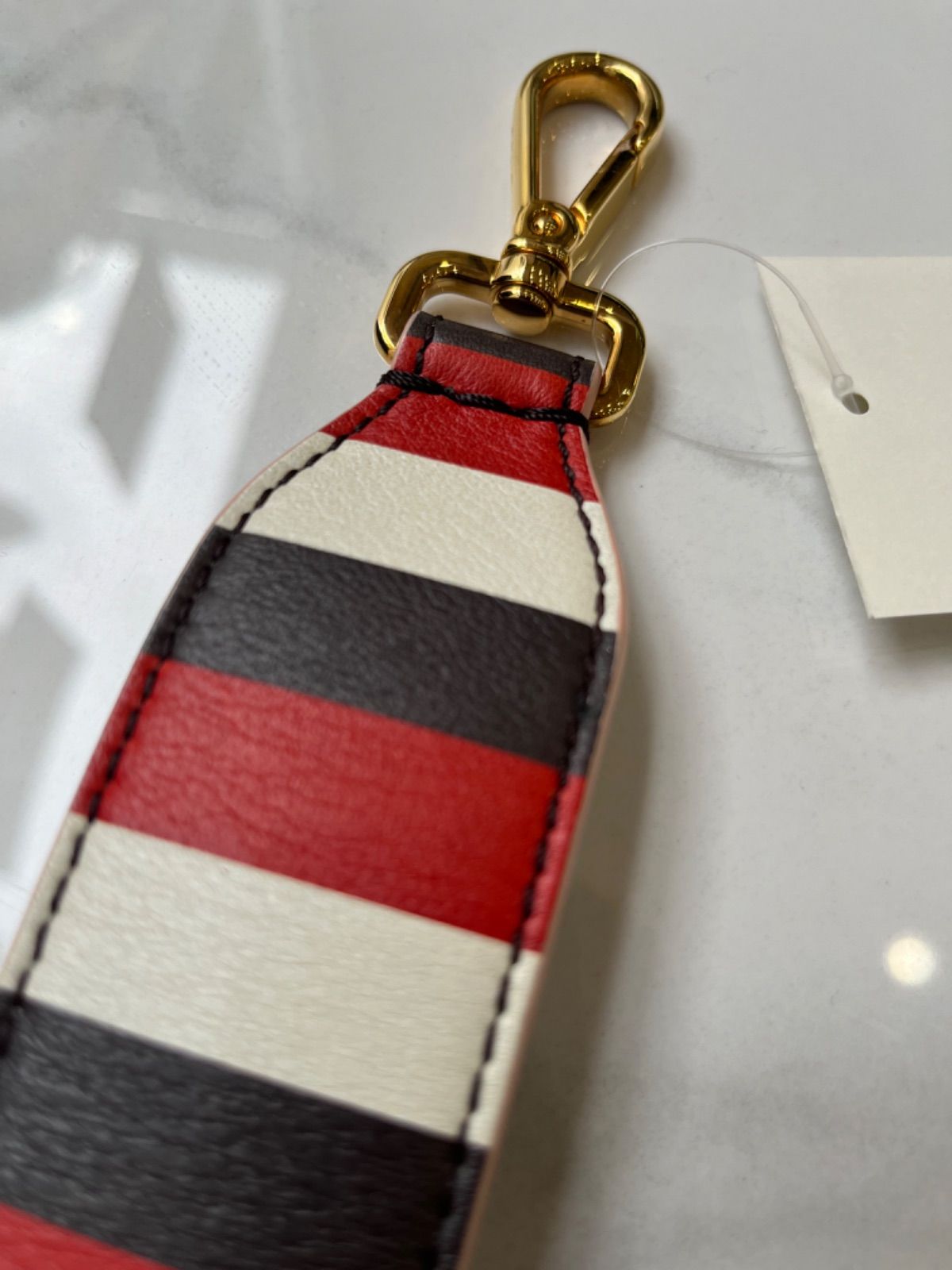 FENDI フェンディ ストラップ モンスター FENDI Strap You Monster Leather Gold Tone Red Multicolor