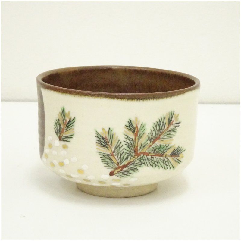 京焼 桶谷定一造 若松茶碗 共箱 茶道 抹茶 おしゃれ 抹茶茶碗 抹茶碗 和食器 レトロ 茶器 骨董 茶わん 茶会 茶の湯