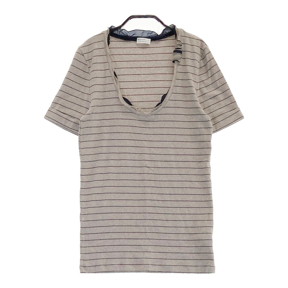 BRUNELLO CUCINELL ブルネロ クチネリ 半袖Tシャツ ボーダー柄 ブラウン系 240101482119 レディース