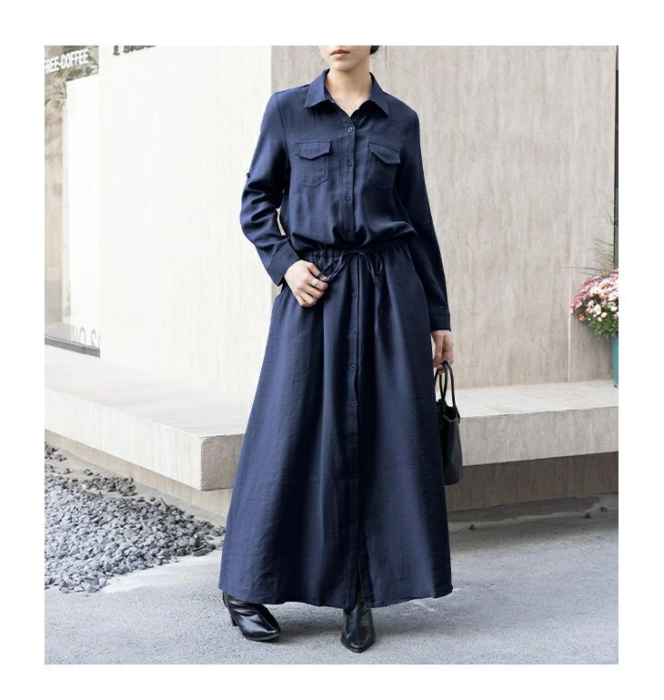 ロング シャツワンピース ワンピース 襟付き レディースファッション ゆったり 楽ちん オーバーサイズ 体型カバー マタニティ カジュアル  送料無料 ZYP29今がチャンス