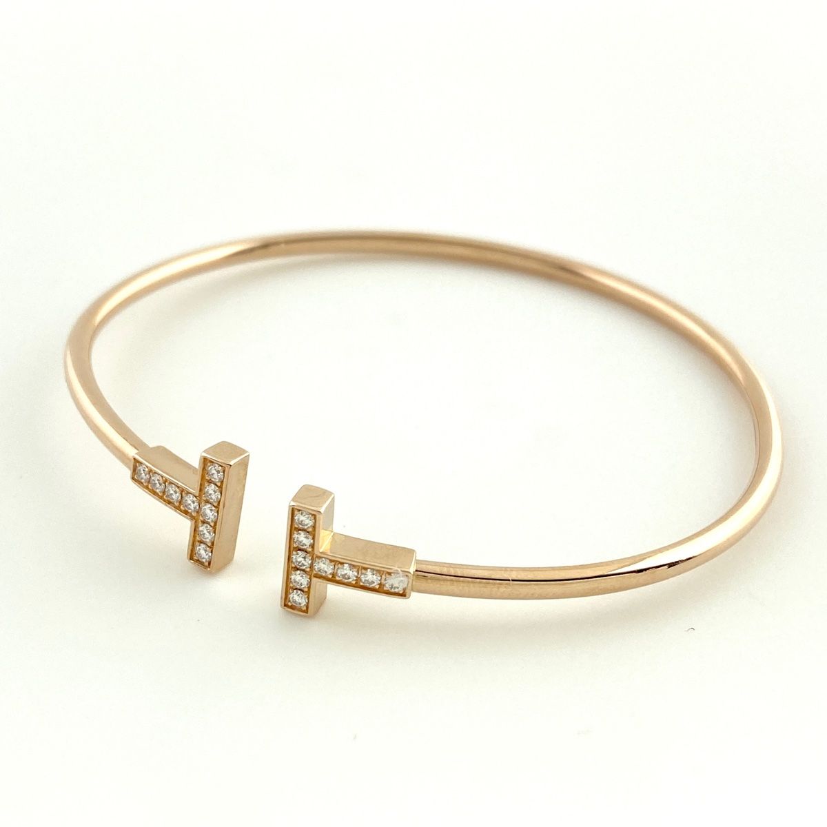 ティファニー TIFFANY&Co. Tワイヤー ダイヤ ブレスレット バングル PG 