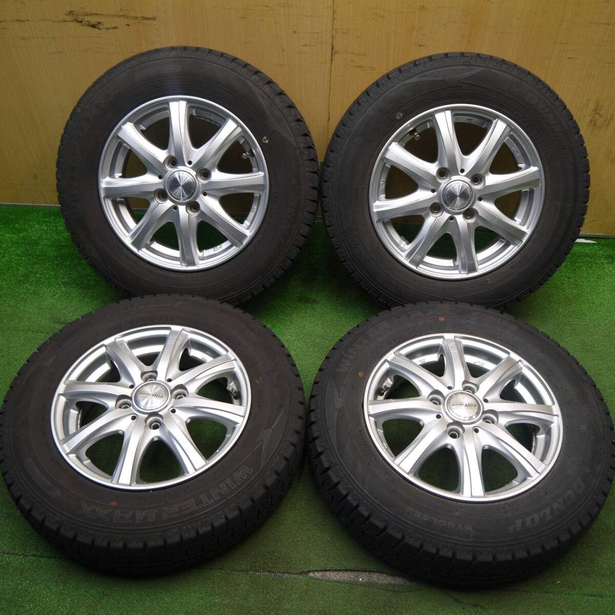 キレイ 22年 スタッドレス 145 80R13 ダンロップ ウインターマックス WM02 MACBES MB8 マクベス 13インチ PCD100 4H 5040809Hス