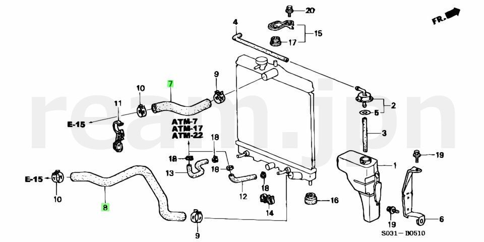 新品 ホンダ純正 CR-X デルソル EG2 ウォーターホース アッパー&ロアー