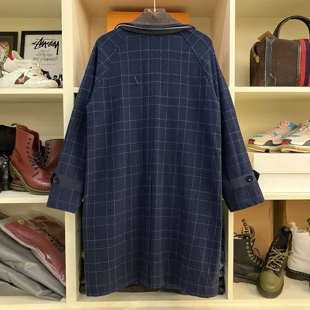 サカイ コーデュロイ カラ チェック コート