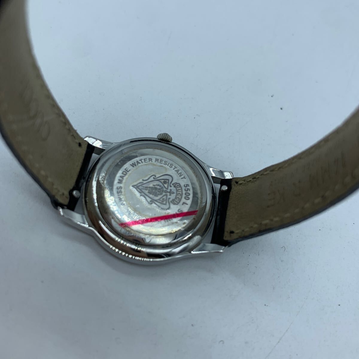 GUCCI グッチ 5500L レザーベルト シルバー文字盤 レディース 箱