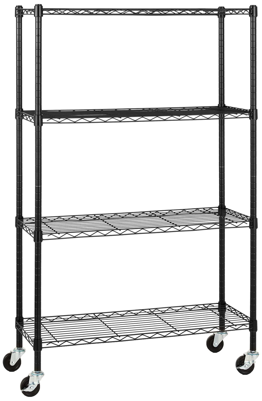 奥行35.6 x x 幅91.4 耐荷重160kg キャスター付き 高さ146.7cm キッチンラック メタルラック 棚 ブラック 4段スチールラック ベーシック