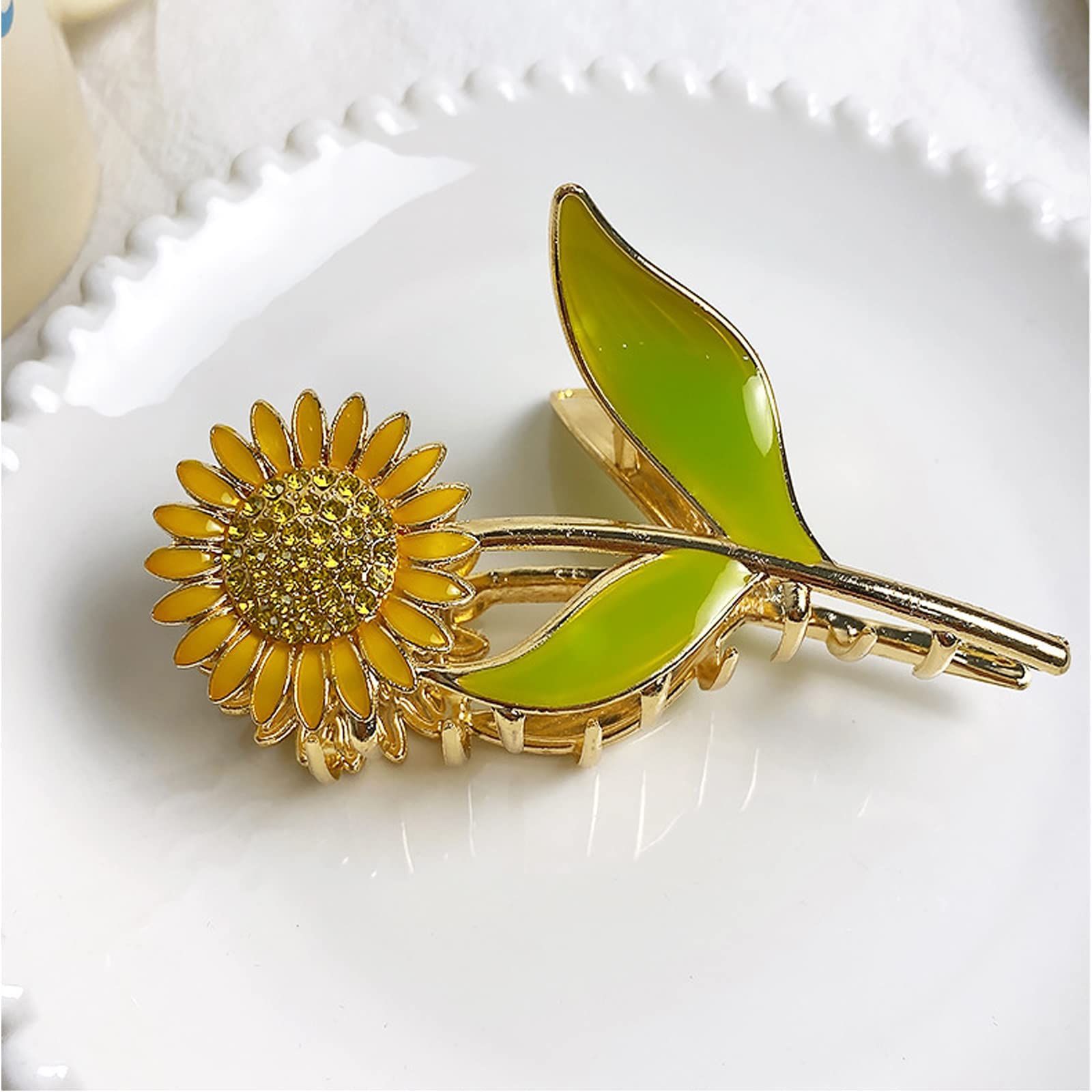クリップ レディース用 贈り物 大きめ おしゃれ 韓国風 髪留め オフィス 髪飾り ヘア シンプル ヒマワリ ヘアクリップ バンスクリップ HAPVITAL