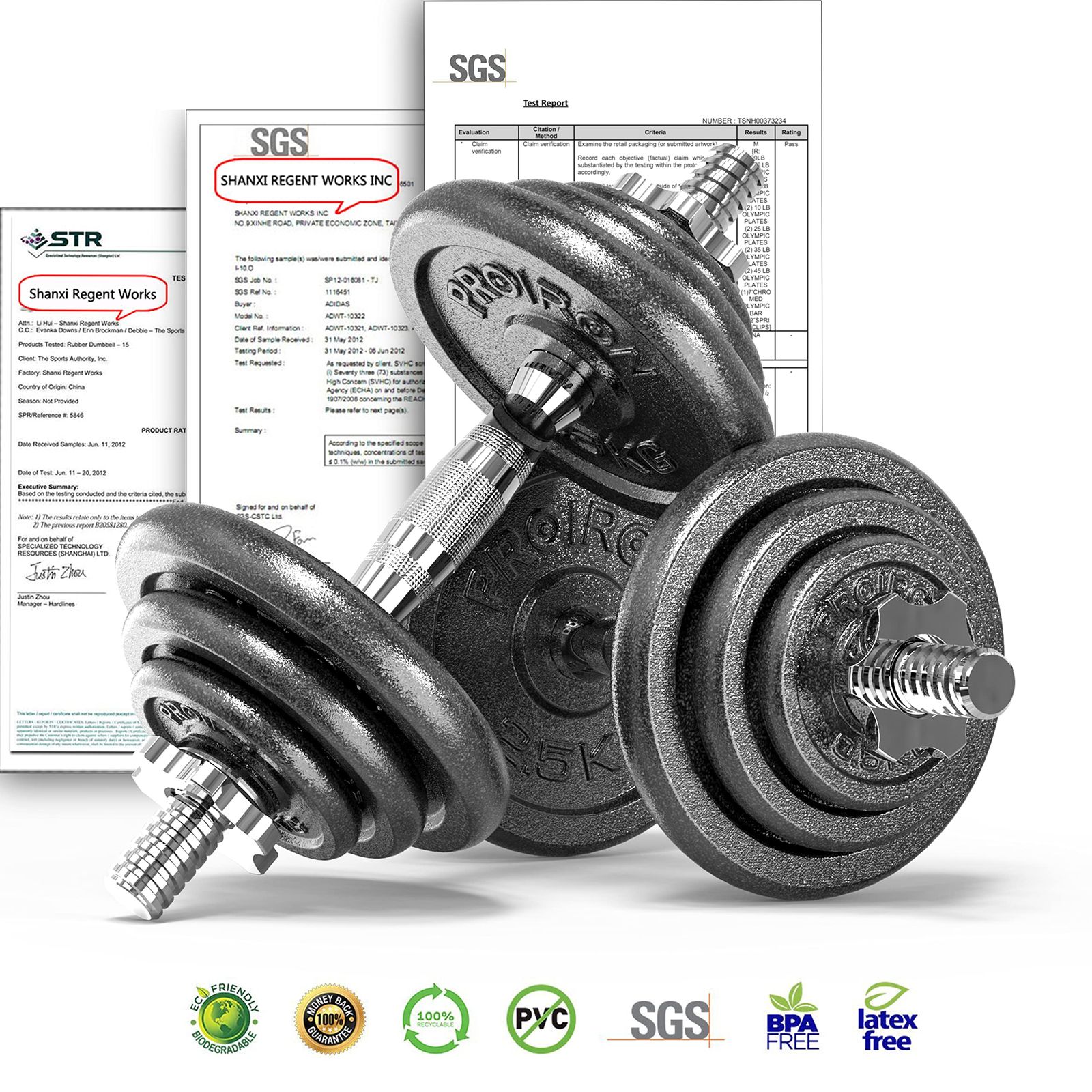  PROIRON ダンベル 鉄アレイ アジャスタブル 合計20 kg ダンベル可変式 コネクション チューブ 延長用シャフト でバーベルにもなれるダンベル ホームジム 筋トレーニングとウェイトリフティング用 トレーニング 運動 自助具 リハビリ用品