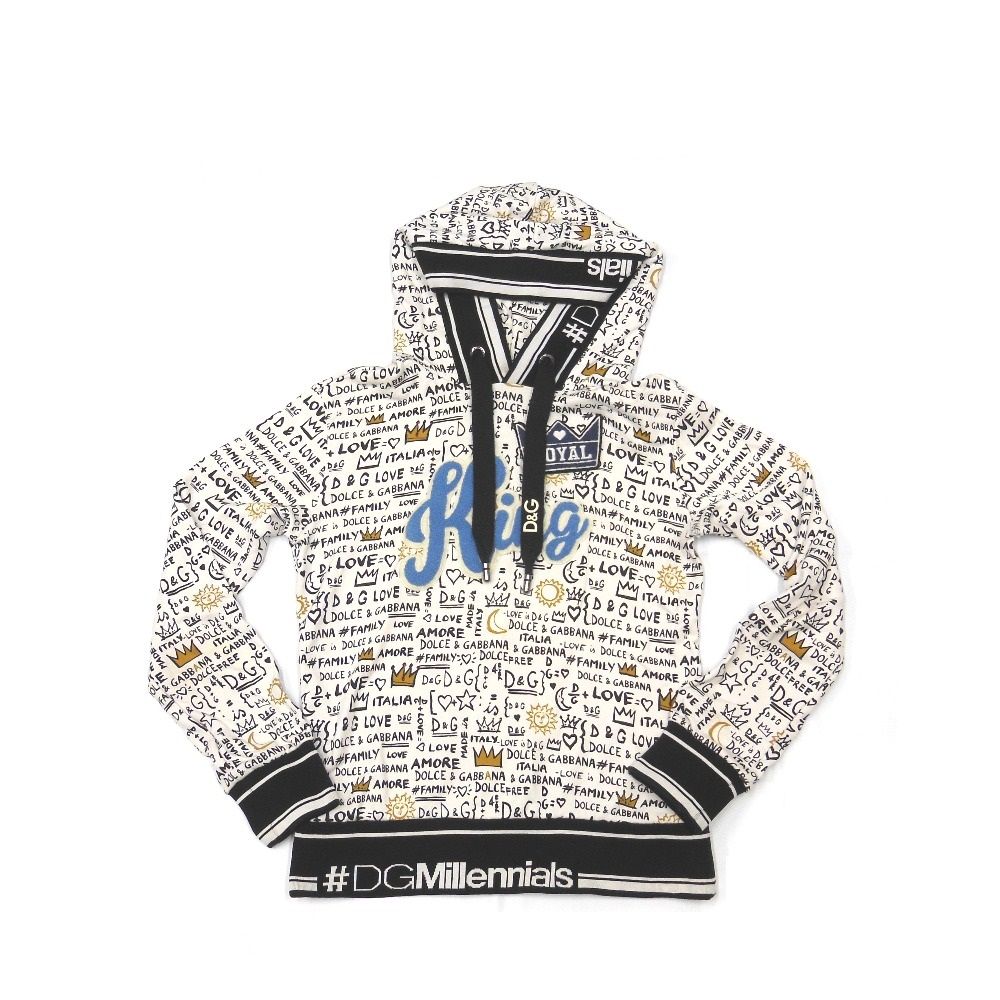 ドルチェアンドガッバーナ パーカー グラフィティ Kingロゴ ホワイト系 #44 メンズ DOLCE&GABBANA NA10862 中古 難あり NA10862 ドルチェアンドガッバーナ パーカー グラフィティ Kingロゴ