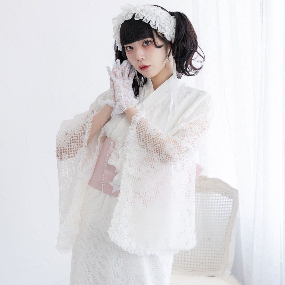 夢展望　ディアマイラブ　浴衣　ホワイト　レース 総レースリボン浴衣ドレス（浴衣）｜DearMyLove（ディアマイラブ
