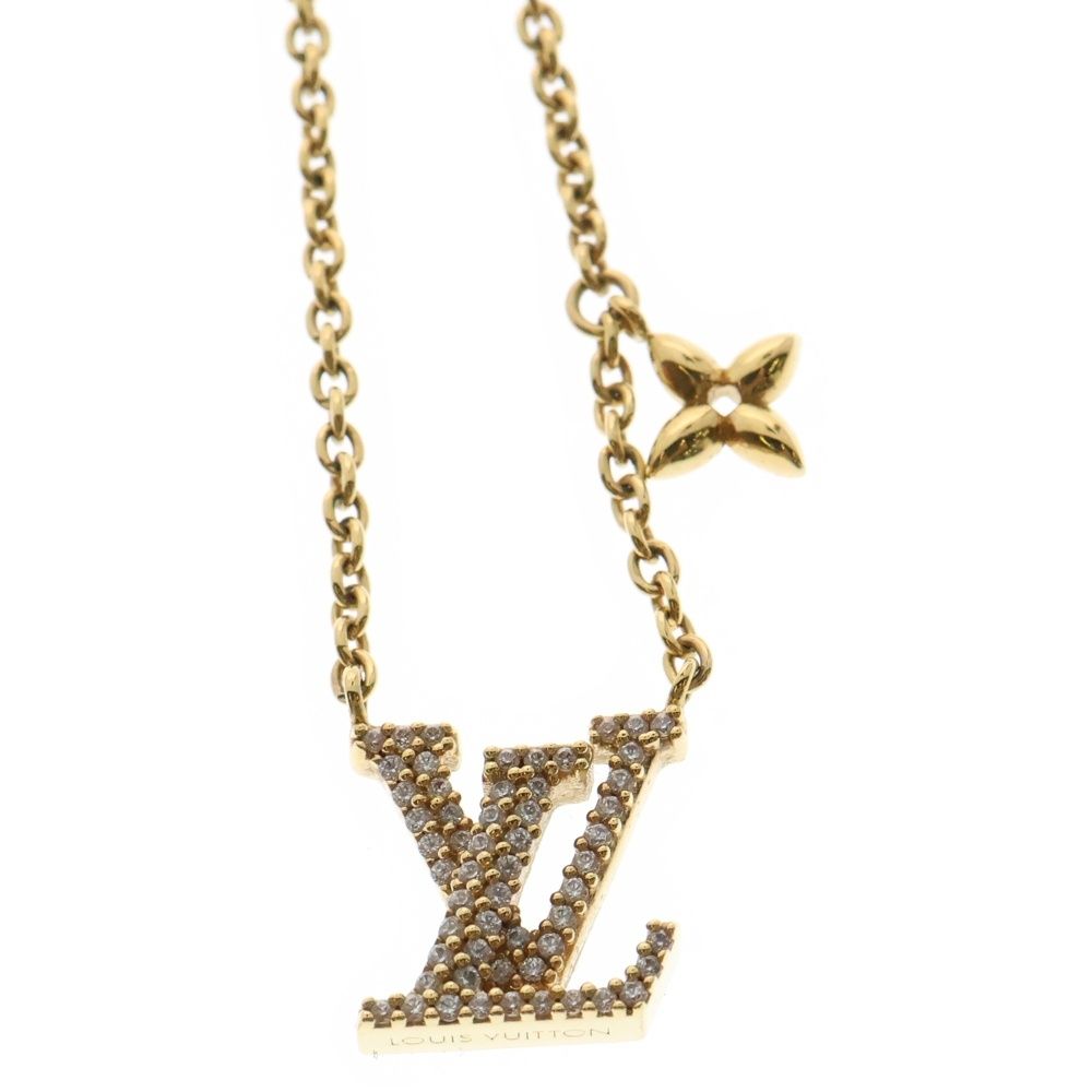 美品ルイ ヴィトン ネックレス LV アイコニック ペンダント ゴールド LOUIS VUITTON ルイヴィトン ネックレス LV アイコニック