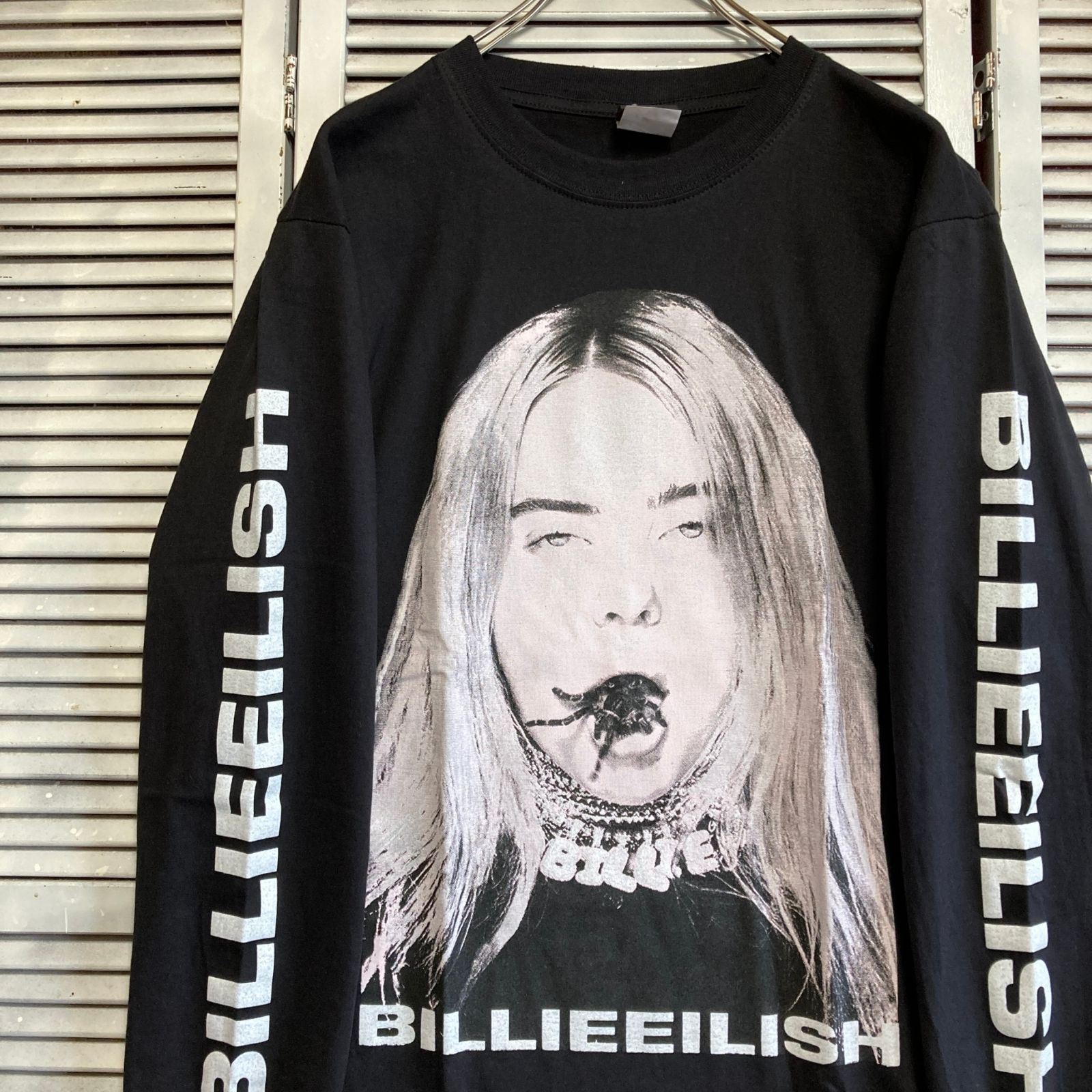 ☆ ビリーアイリッシュ 蜘蛛 BILLIE EILISH 黒 長袖 Tシャツ ロック