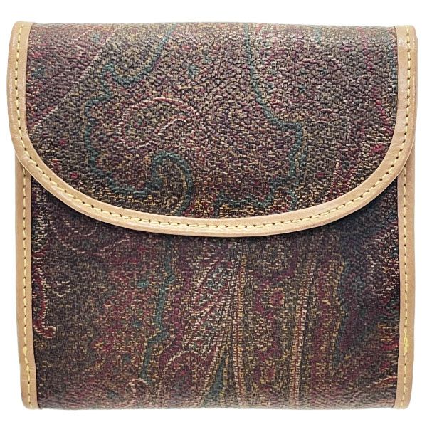 エトロ 財布 ペイズリー Wホック財布 PVC レザー 革 マルチカラー ブラウン系 茶色 ETRO 両開き財布 二つ折り財布 コンパク財布 コンパクトウォレット ミニウォレット ウォレット サイフ き