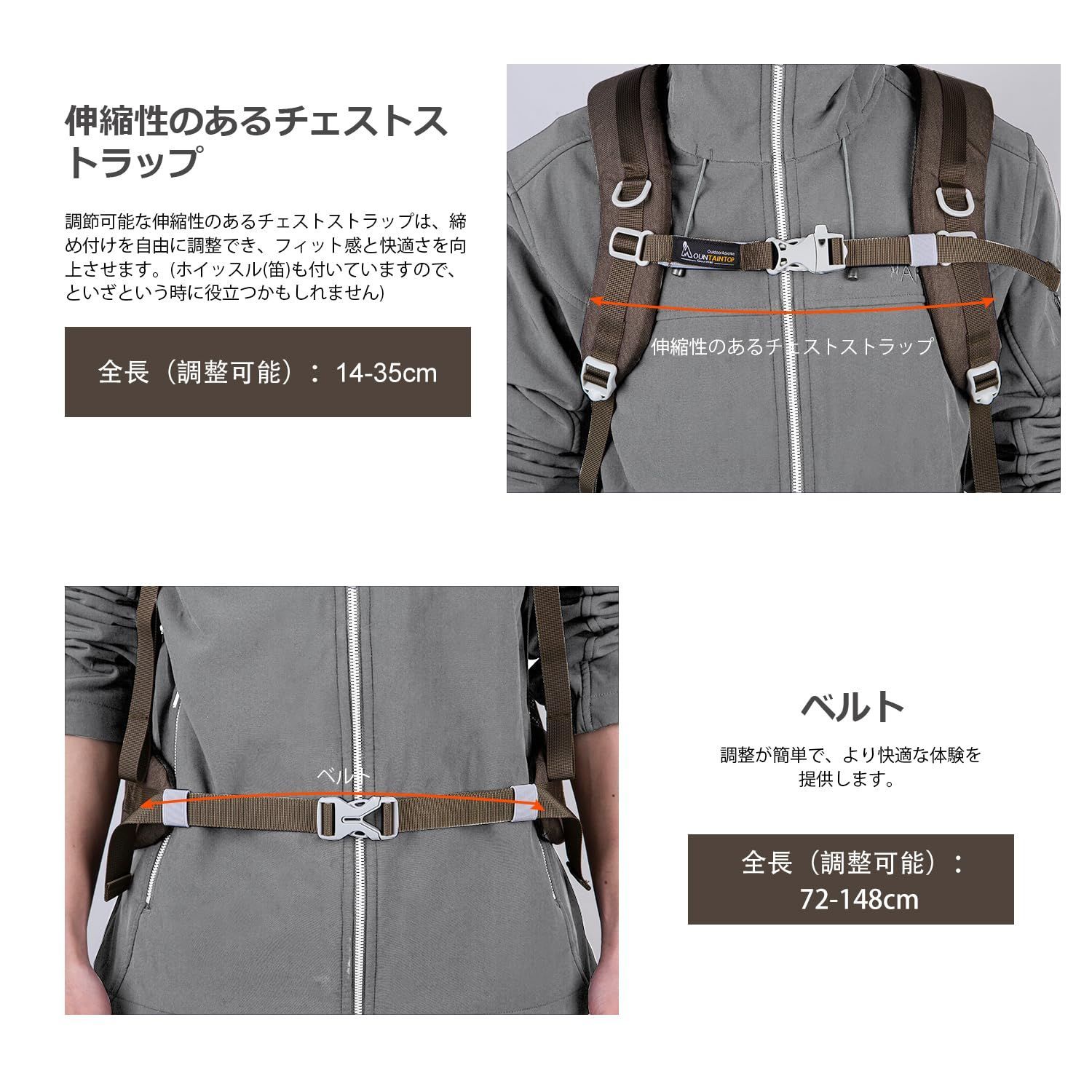 数量 大容量 メンズ ハイキングリュックサック レディース レインカバー付きザック バックパック 軽量 徒歩キャンプ 40L アウトドア 登山リュック マウンテントップ 旅行 MOUNTAINTOP